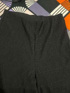 H&amp;M black crinkled wide-leg trousers