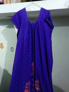 Comfortable Royal Blue Nightgown with Print