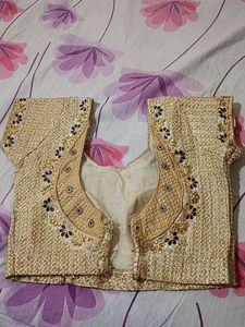 Gold And Cream Colour Work Blouse