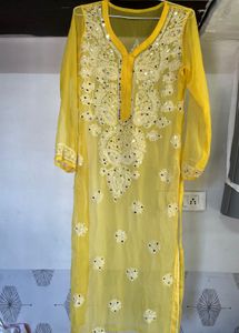 Yellow Embroidered Kurta