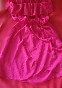 Hot Pink Strapless Ruffle Mini Dress
