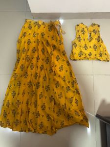 Yellow Printed Lehenga Choli Set