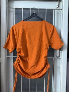 Orange Ruched T-Shirt