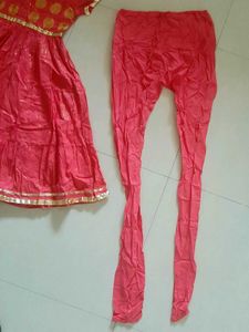 SRISHTI Pink &amp; Gold Anarkali Kurta Churidar