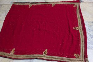 Red Embellished Saree only wear once