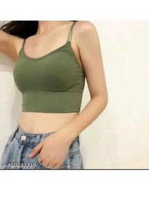 Women's Olive Green Seamless Padded Sports Bra