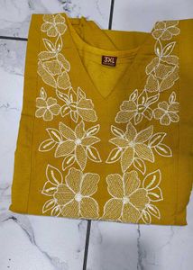 Yellow Embroidered Kurta