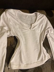 White V Neck Crop Top for Women