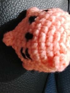 Handmade Pink Crochet mochi Cat Charm