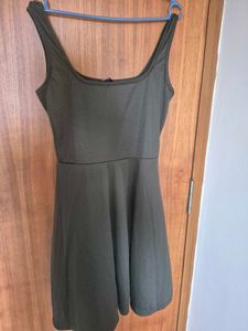 Olive Green Sleeveless A-Line Dress