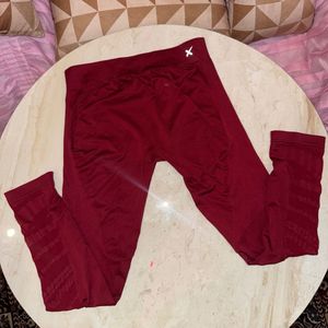Women's Burgundy Athletic Leggings