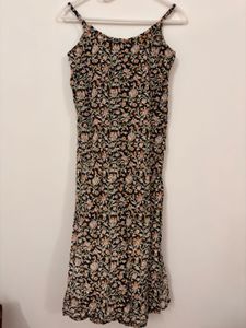 Black Floral Print spaghetti strap kurta