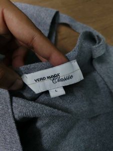 Vintage Vero Moda Classic Grey Wrap Knit Pullover
