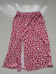Red Floral Slit Skirt