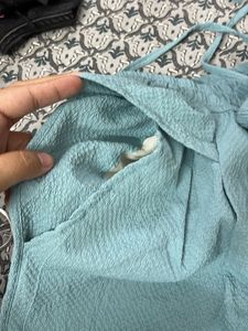 Light Blue Textured Palazzo Pants