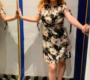 Floral Print Dress with Tie Sleeves