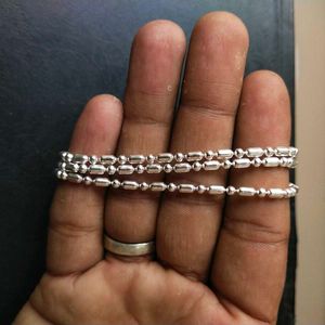 Pure Silver ._. Dot Ball Mix Snack Chain  22"inc