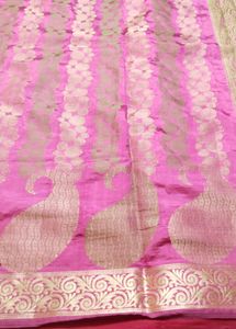 Elegant Pink Saree with Gold Paisley
