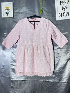 Pink Floral Cotton Kurta