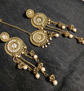 Gold-Tone Pearl & Crystal Earrings