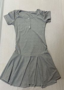 Grey Henley Flare Dress