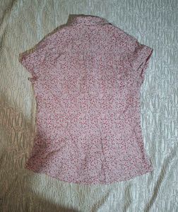Cute Floral Print Button-Up Shirt