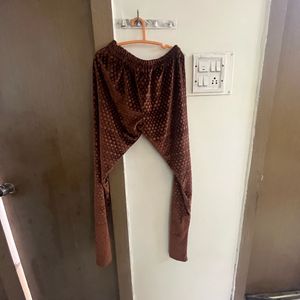 Brown Velvet Polka Dot Leggings