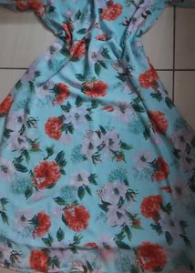 korean Floral Print Maxi Dress