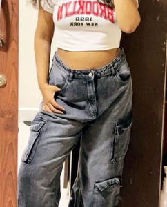 Stylish Grey Cargo Jeans