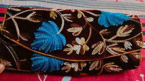 Embroidered Clutch Bag with Chain