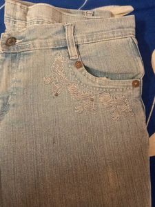 Light Wash Embroidered Jeans