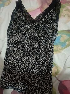 Chic Black & White Floral Cami Top