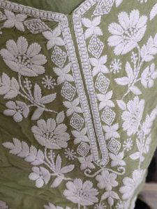 Embroidered Olive Green Kurta