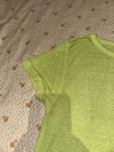 Lime Green Ribbed Crew Neck T-Shirt