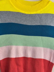 Colorful Striped Ribbed Knit Top