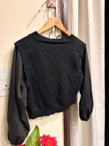 Chic Black V-Neck Sweater Top