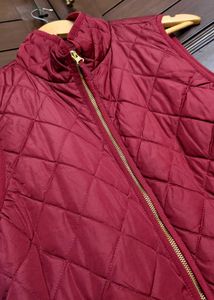 Old Navy Women Red Quilted Sleeveless Jacket