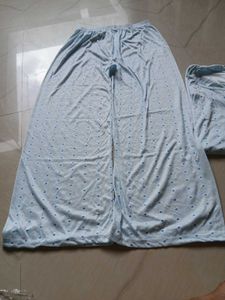 Light Blue Printed Night Suit Top
