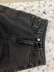 Washed Black Grey Wide Leg Jeans