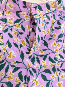 Purple Floral Print Wide Leg Pants