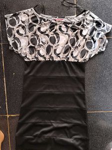 Stylish Black &amp; White Patterned Dress