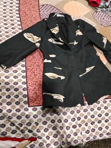 Printed Black Blazer Jacket