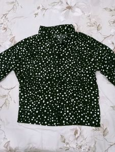 Black Printed Button Up Top