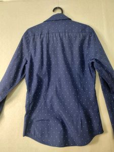Zara Men's Blue Dotted Shirt