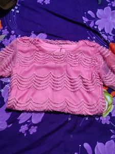 Elegant Pink Lace Blouse