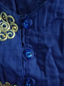 Beautiful Blue Kurta set with Golden Embroidery
