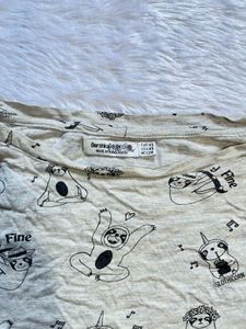 Cute Graphic Print Tie-Front T-Shirt