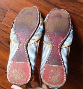 Embellished Striped Ballet Flats (Size 38)