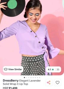 Lilac Button-Down Crop Top