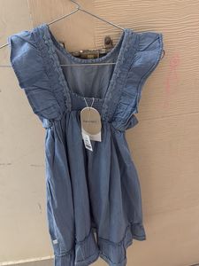 Cute Blue Denim Dress with Ruffles